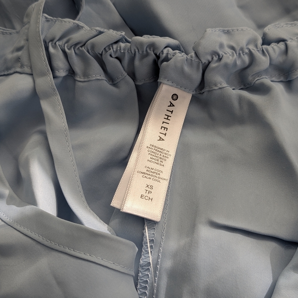 Athleta Calm Cool Romper Jumpsuit Light Blue Pajama Sleep Loungewear - Picture 8 of 10